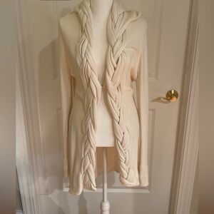 Cream Cardigan With Braid Detailing around neck and down the front